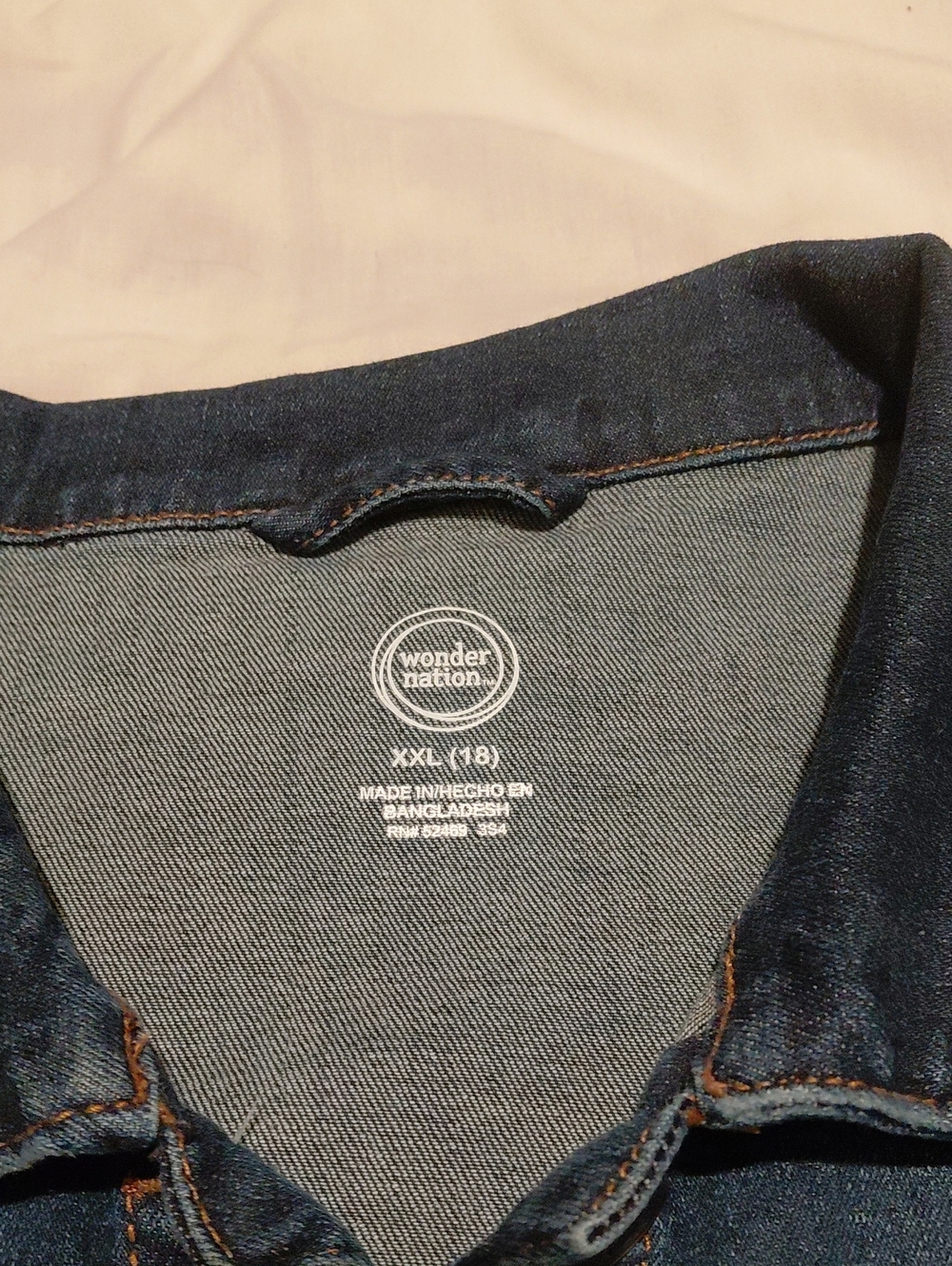 Wonder Nation  Dark Blue Distressed Denim Jacket Women XXL Sz 18 - Picture 3 of 7